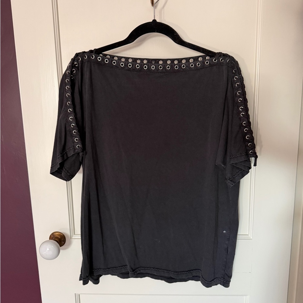 Rare Diesel Charcoal Gray Grommet Sleeve Tee